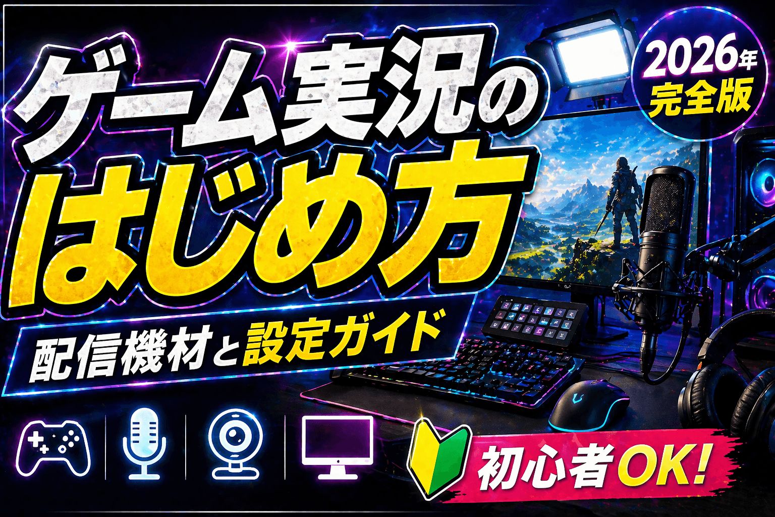 ゲーム実況のはじめ方|配信機材と設定ガイド2026年完全版